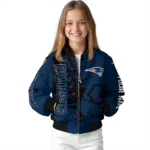 customized new england patriots hexagon cluster blue black bomber jacket best selling