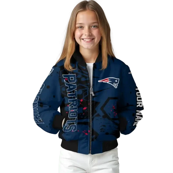 customized new england patriots hexagon cluster blue black bomber jacket top rated