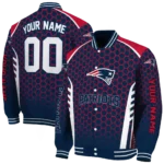 customized new england patriots hexagon grid blue varsity jacket best selling