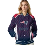 customized new england patriots hexagon grid blue varsity jacket best selling