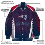 customized new england patriots hexagon grid blue varsity jacket best selling