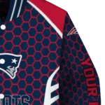 customized new england patriots hexagon grid blue varsity jacket best selling