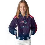 customized new england patriots hexagon grid blue varsity jacket best selling