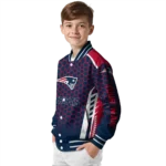 customized new england patriots hexagon grid blue varsity jacket best selling