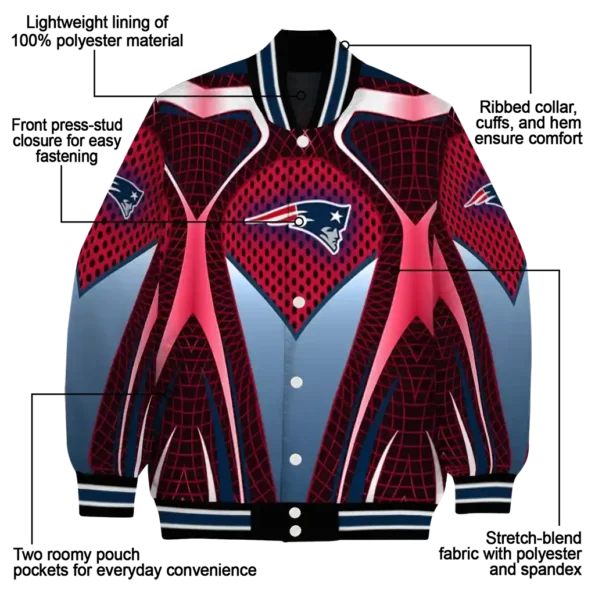 customized new england patriots mesh chest red crocs black varsity jacket new arrival