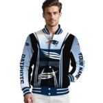 customized new england patriots mesh effect blue black varsity jacket best selling