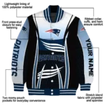 customized new england patriots mesh effect blue black varsity jacket best selling