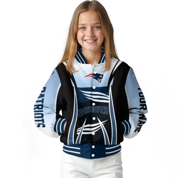 customized new england patriots mesh effect blue black varsity jacket top rated
