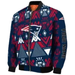 customized new england patriots pyramid shapes blue bomber jacket best selling
