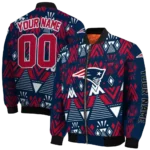 customized new england patriots pyramid shapes blue bomber jacket best selling