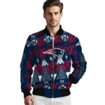 customized new england patriots pyramid shapes blue bomber jacket best selling