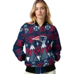 customized new england patriots pyramid shapes blue bomber jacket best selling