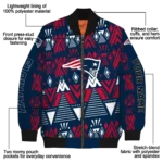 customized new england patriots pyramid shapes blue bomber jacket best selling