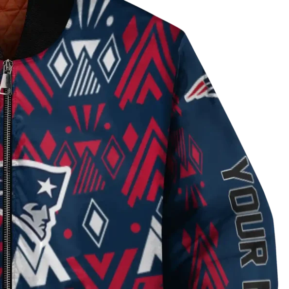 customized new england patriots pyramid shapes blue bomber jacket premium grade