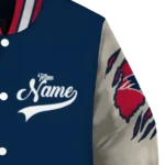 customized new england patriots razorback outline blue nude varsity jacket best selling