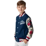 customized new england patriots razorback outline blue nude varsity jacket best selling