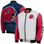 customized new england patriots speckled arms blue gray bomber jacket best selling