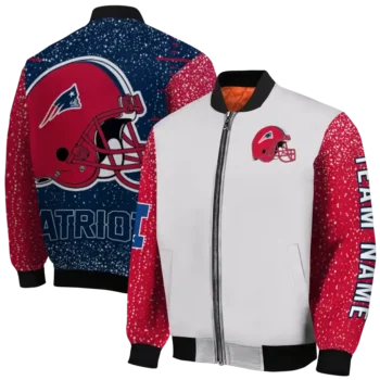customized new england patriots speckled arms blue gray bomber jacket fashion forward
