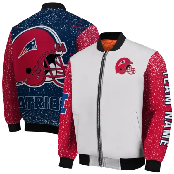 customized new england patriots speckled arms blue gray bomber jacket fashion forward