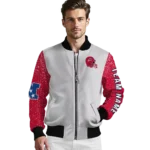 customized new england patriots speckled arms blue gray bomber jacket best selling