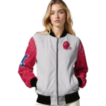 customized new england patriots speckled arms blue gray bomber jacket best selling