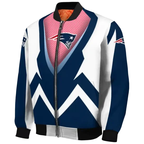customized new england patriots v stripes blue white bomber jacket best selling