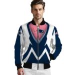 customized new england patriots v stripes blue white bomber jacket best selling
