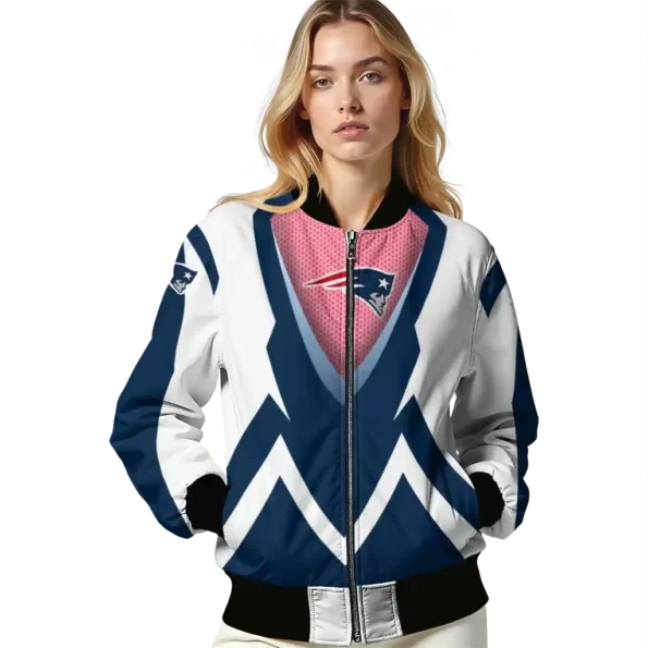 customized new england patriots v stripes blue white bomber jacket latest model