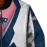customized new england patriots v stripes blue white bomber jacket best selling