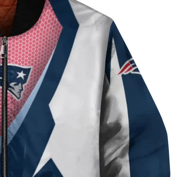customized new england patriots v stripes blue white bomber jacket premium grade