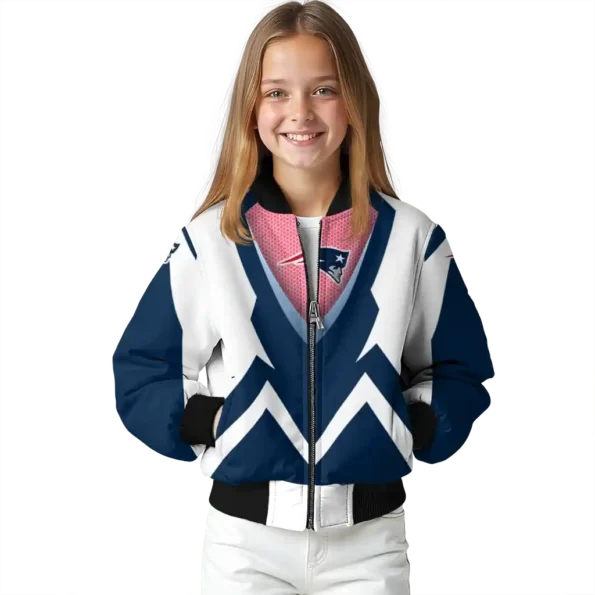 customized new england patriots v stripes blue white bomber jacket top rated
