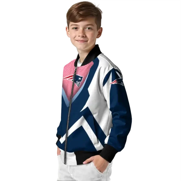 customized new england patriots v stripes blue white bomber jacket trendy