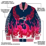 customized new england patriots winged blaze blue white varsity jacket best selling