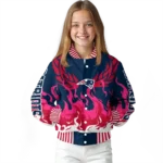 customized new england patriots winged blaze blue white varsity jacket best selling
