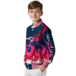 customized new england patriots winged blaze blue white varsity jacket best selling