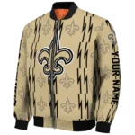 customized new orleans saints bolt stripe gold bomber jacket best selling