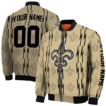 customized new orleans saints bolt stripe gold bomber jacket best selling