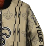 customized new orleans saints bolt stripe gold bomber jacket best selling