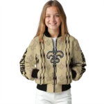 customized new orleans saints bolt stripe gold bomber jacket best selling