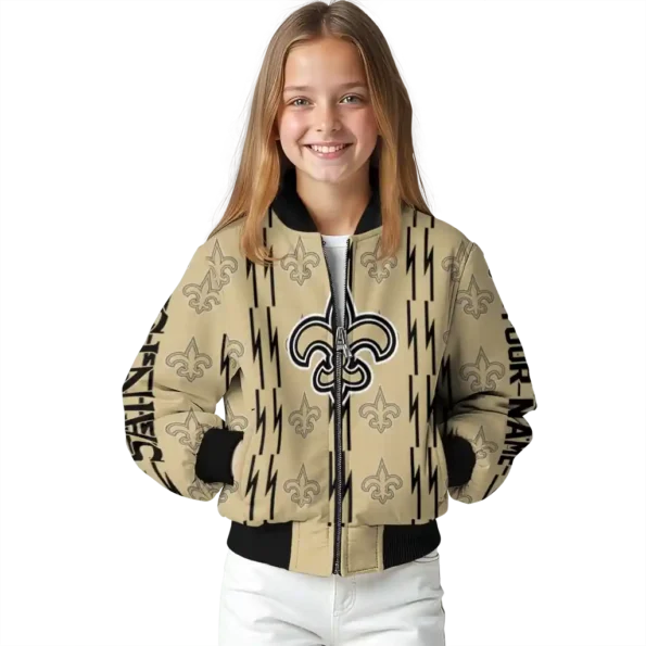 customized new orleans saints bolt stripe gold bomber jacket top rated