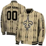 customized new orleans saints bolt stripe gold varsity jacket best selling