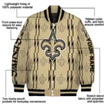 customized new orleans saints bolt stripe gold varsity jacket best selling