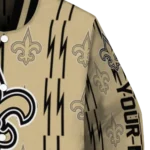 customized new orleans saints bolt stripe gold varsity jacket best selling