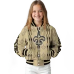 customized new orleans saints bolt stripe gold varsity jacket best selling