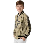 customized new orleans saints bolt stripe gold varsity jacket best selling