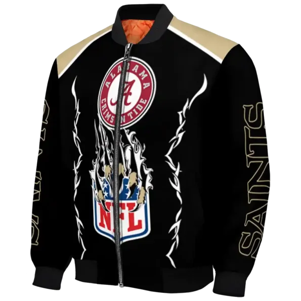 customized new orleans saints claw blood gold black bomber jacket best selling