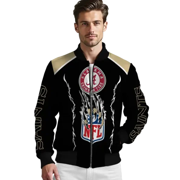 customized new orleans saints claw blood gold black bomber jacket high quality