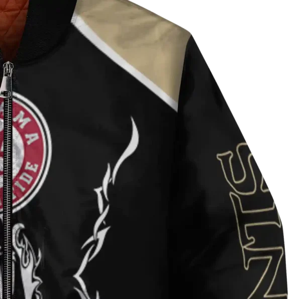 customized new orleans saints claw blood gold black bomber jacket premium grade