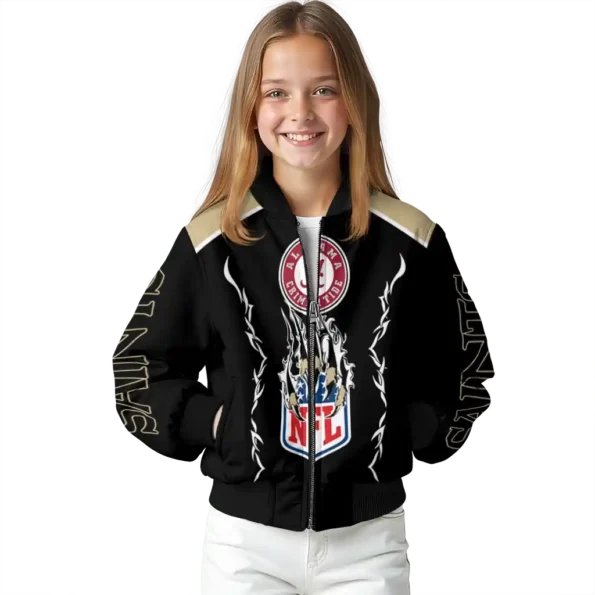 customized new orleans saints claw blood gold black bomber jacket top rated