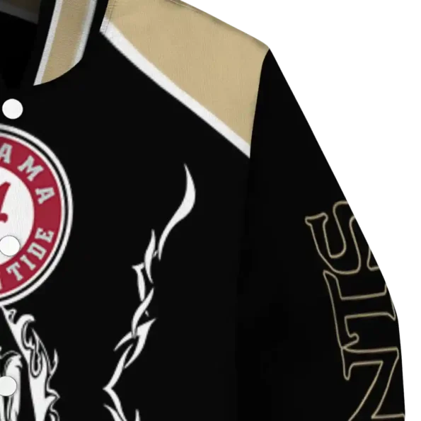 customized new orleans saints claw blood gold black varsity jacket premium grade